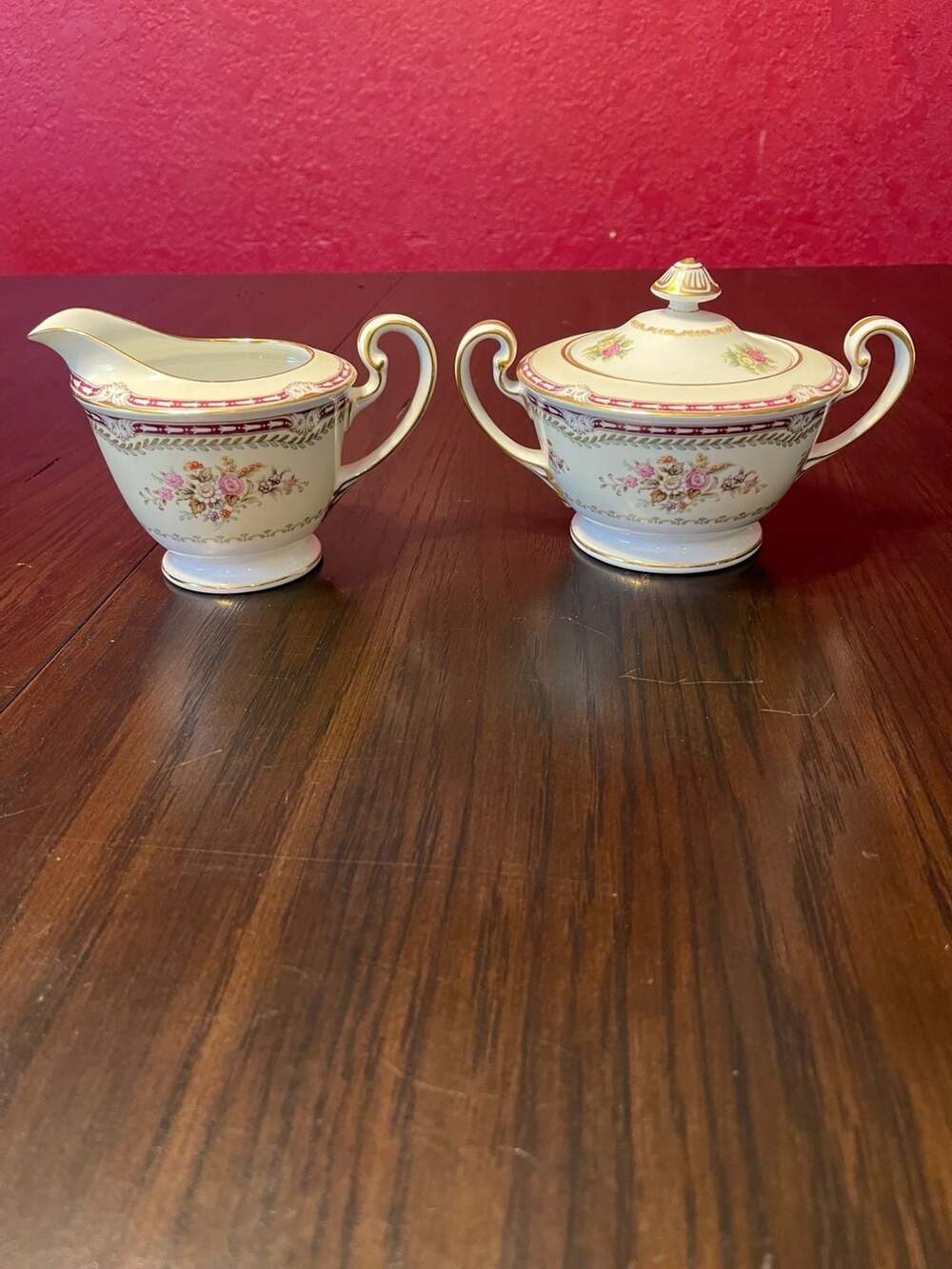 Noritake Dahlia Creamer Sugar Bowl